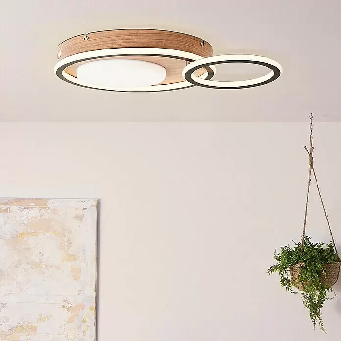 Brilliant LED-Deckenleuchte Karney - 48 W, L x B x H: 57 x 39,4 x 8 cm, Braun, Warmweiß - Stimmungsaufnahme