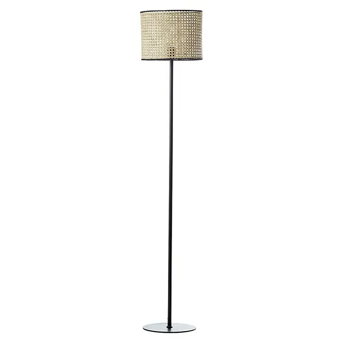 Brilliant Wiley Stehleuchte - 60 W, Höhe: 154 cm, Schwarz, E27 - Elegante Stehlampe mit einem Schirm aus Rattan und einem schlanken, schwarzen Ständer, die ein warmes Licht in jeden Raum bringt.