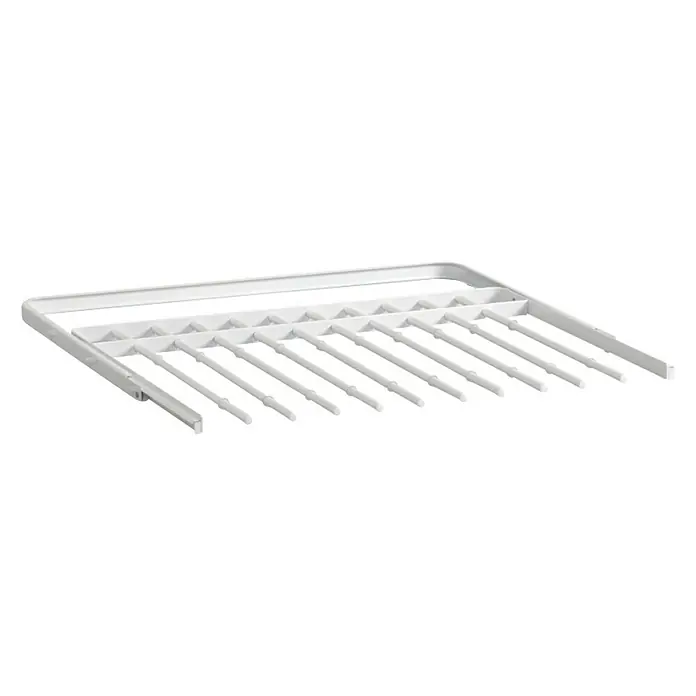 Elfa Classic by Elfa Hosenauszug - L x B x H: 40 x 60 x 2,4 cm, Weiß, Passend für: Regalsystem Classic by Elfa - Ein weißer Hosenbügel mit mehreren Stäben, der ideal für die ordentliche Aufbewahrung von Hosen im Kleiderschrank ist.