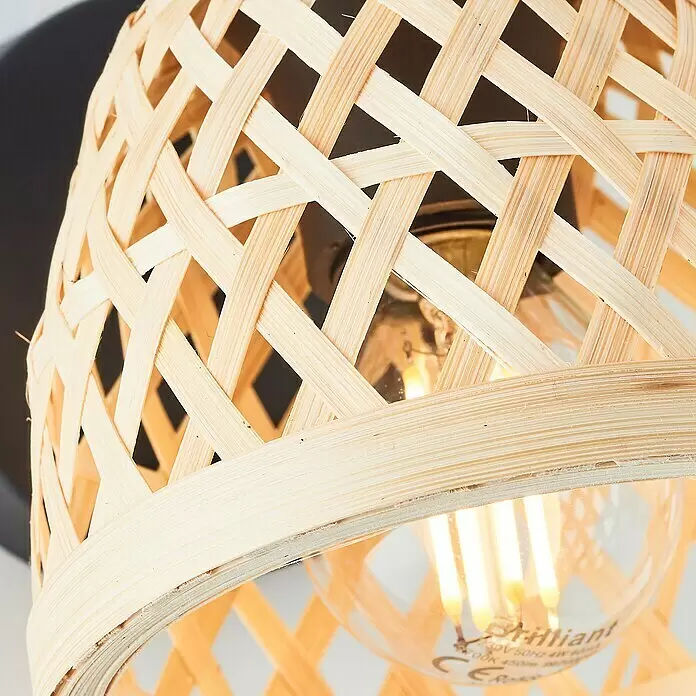 Brilliant Elize Deckenstrahler - 28 W, L x B x H: 18 x 10,5 x 15,5 cm, Schwarz-matt/Bambus, E14, 1 Stk. - Detailaufnahme