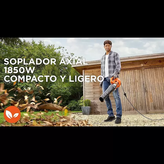 Black+Decker Soplador de hojas eléctrico BEBL 185-QS - 1.850 W, Velocidad de soplado: 225 km/h, Potencia de soplado: 12,7 m³/min - Soplador Axial 1850W I BLACK+DECKER™