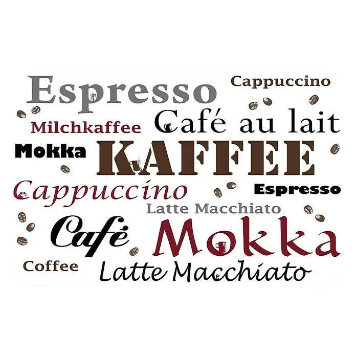 D-c-fix Rio Tisch-Set - Barista, Weiß, 44 x 29 cm - Kaffeewörter-Collage.