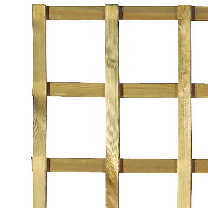 Cerland Celosía para exterior Yota - 90 x 180 cm, Madera, Natural - Primer plano de un enrejado de madera con un patrón rectangular, ideal como soporte para plantas o decoración de jardín.