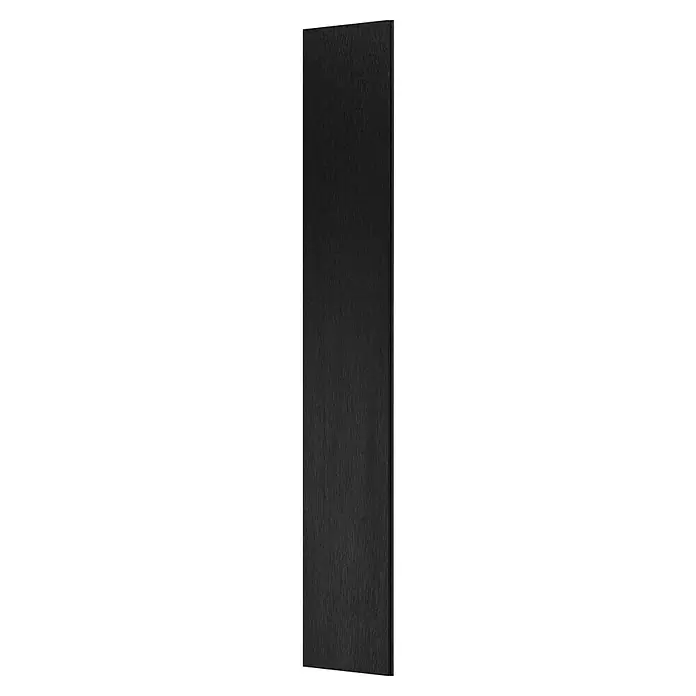 T & J Sichtschutzelement Elze - B x H: 179 x 30 cm, Anthrazit - Detailaufnahme einer eleganten, schwarzen Holzvertäfelung mit feiner Maserung, ideal für moderne Innenräume.