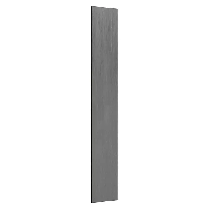 T & J Sichtschutzelement Elze - B x H: 179 x 30 cm, Grau - Graues Holzpaneel mit feiner Maserung und einer dunklen, strukturierten Einfassung, ideal für moderne Innenräume und Akzente.