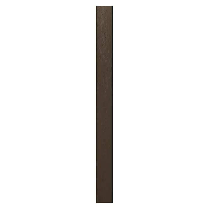 T & J Sichtschutzelement Elskop - B x H: 179 x 15 cm, Teak - Nahaufnahme eines schmalen, braunen Holzpaneels mit dezenter Maserung und Textur auf dunklem Hintergrund.