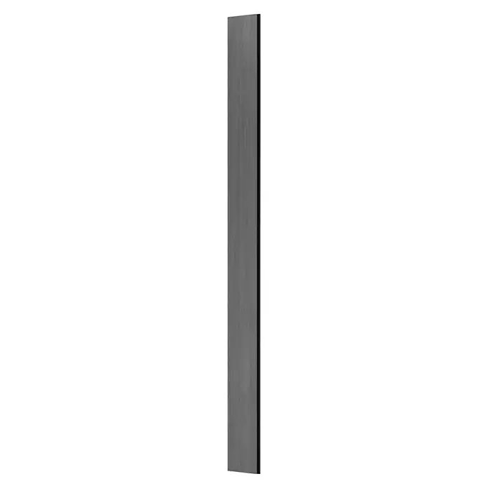 T & J Sichtschutzelement Elskop - B x H: 179 x 15 cm, Grau - Graues Regal mit mehreren Fächern und einer schmalen schwarzen Kante auf der rechten Seite für Aufbewahrungslösungen.