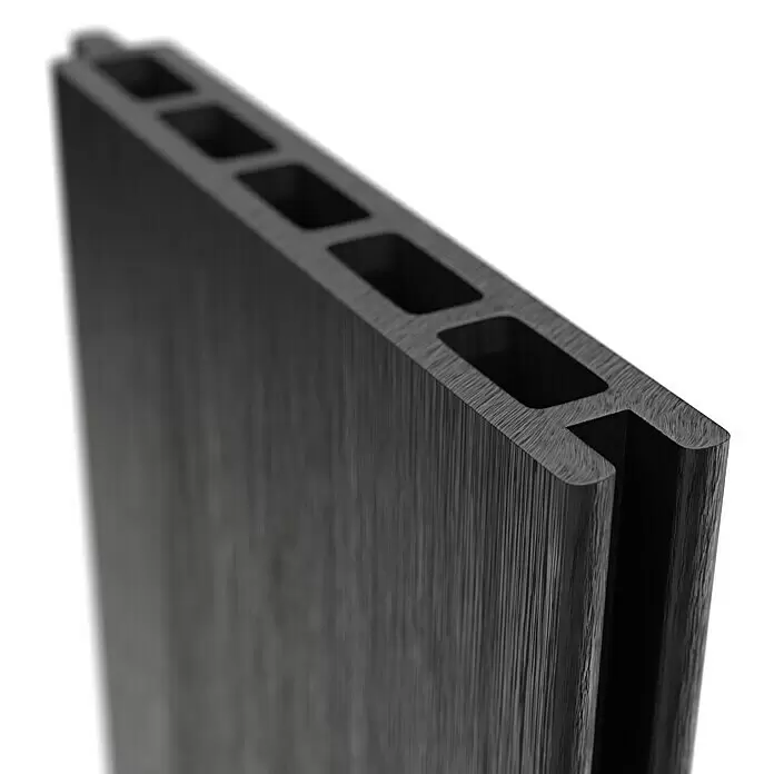T & J Sichtschutzelement Elskop - B x H: 179 x 15 cm, Anthrazit - Dunkelgraues texturiertes Hohlkammerprofil aus Verbundwerkstoff mit rechteckigen Kammern.