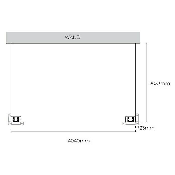 Wismar-NFI WintergartenL x T: 404 cm x 303,3 cm, Polycarbonat, Weiß, Milchig Weiß Sketch