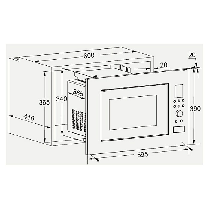 Wolkenstein Einbau-Mikrowelle WMW900-25 GBMax. Leistung: 900 W, 25 l, Schwarz Sketch