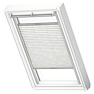 Velux Dachfensterplissee FHL UK10 1256S (Farbe: Weiß gemustert - 1256S, Farbe Schiene: Aluminium, Manuell)