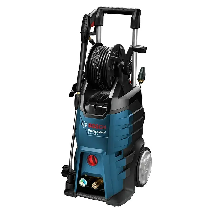 Bosch Professional Hochdruckreiniger GHP 5-75 X - 185 bar, 2.600 W, Fördermenge: 570 l/h - Bosch Professional GHP 5-75 X Hochdruckreiniger mit Schlauchtrommel für professionelle Reinigungsarbeiten im Außenbereich.