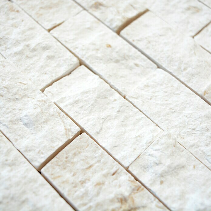 Mosaikfliese Brick Splitface X3D 49248 (30,5 x 29 cm, Weiß, Matt)