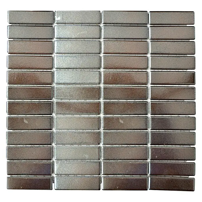 Mosaikfliese Stäbchen Uni ST SILVER - 29,7 x 29 cm, Silber, Matt - Rechteckige Mosaikfliesen in Braun- und Grautönen, ideal für stilvolle Wand- und Bodenbeläge. Die Glasfliesen verleihen jedem Raum eine moderne Eleganz.