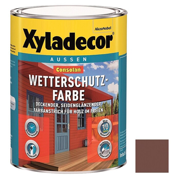Xyladecor Wetterschutzfarbe Consolan (Dunkelbraun, Seidenglänzend, 750 ml, Wasserbasiert)
