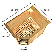 Karibu Massivholzsauna Tanami (Mit Saunaofen 9 kW inkl. Steuerung Easy, Mit Dachkranz und Beleuchtung, 184 x 236 x 209 cm)