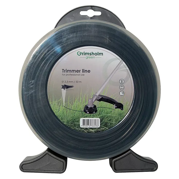 Grimsholm Green Trimmerfaden - Fadenlänge: 50 m, Fadenstärke: 3,3 mm, Sternförmig - Grimsholm Trimmerfadenrolle, 3,3 mm Durchmesser, 50 m Länge, für professionelle Anwendung, ideal für Rasentrimmerarbeiten.