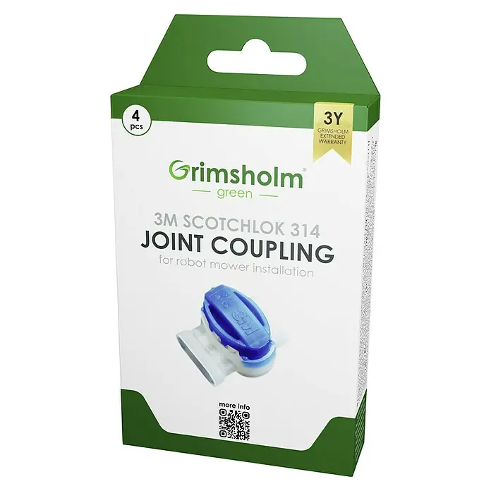 Grimsholm Green Kabelverbinder für Mähroboter 3M SCOTCHLOK 314 - Alle Mähroboter, 4 Stk. - Abbildung der Grimsholm Scotchlok 314 Kabelverbinder-Packung für Robotermäher-Installationen, 4 Stück mit 3 Jahren Garantie.