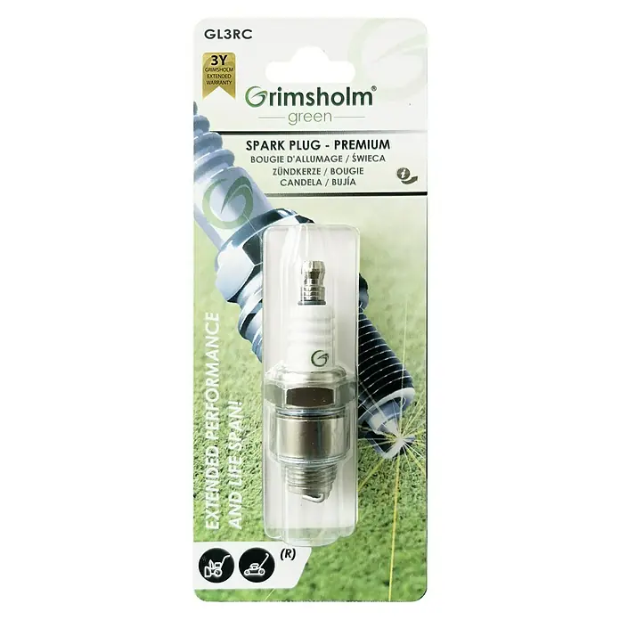 Grimsholm Green Zündkerze für Rasenmäher Premium GL3RC - Rasenmäher/Schneefräsen - GL3RC Zündkerze von Grimsholm Green: Premium Zündkerze für eine verlängerte Lebensdauer und verbesserte Leistung. Ideal für Rasenmäher und andere Gartengeräte.