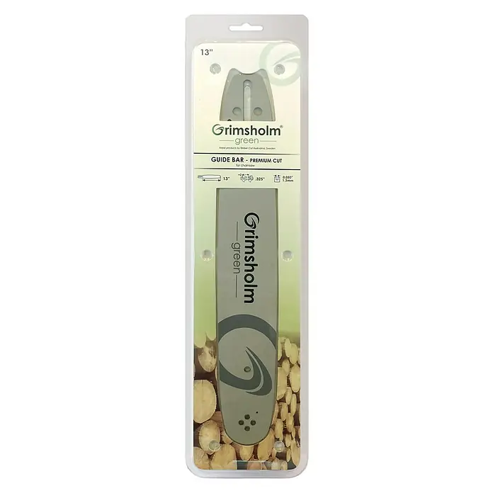 Grimsholm Green Ersatz-Schwert - 13 ", 0,325″, 1,3 mm, Passend für: Kettensägen Husqvarna, Stihl, Stiga, Dolmar, ECHO, MTD und anderen - Grimsholm Green 13-Zoll Premium-Sägeblatt für Kettensägen. Hochwertiges Zubehör für präzise Schnitte und langanhaltende Leistung.