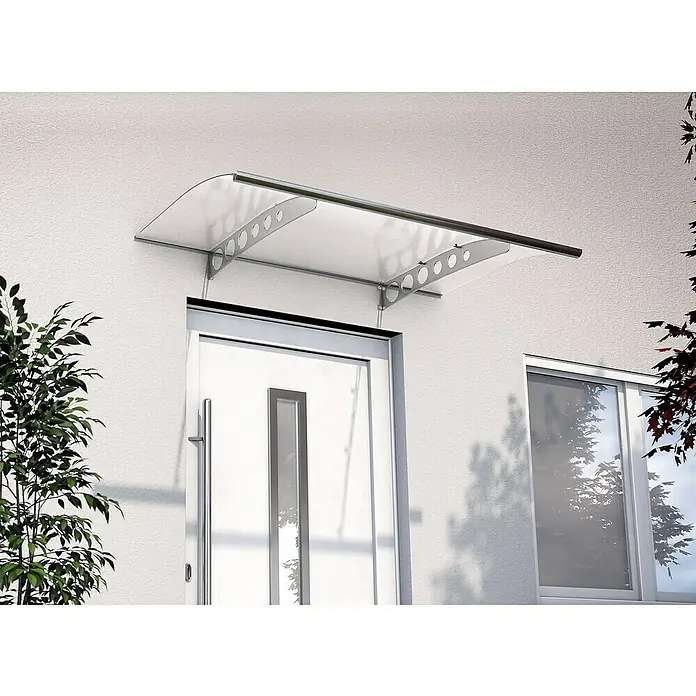 Gutta Pultvordach PT/ET - 160 x 90 x 22,5 cm, Edelstahl - Moderne Haustür mit transparentem Vordach, das vor Witterungseinflüssen schützt. Das Vordach besticht durch sein schlichtes und funktionales Design.