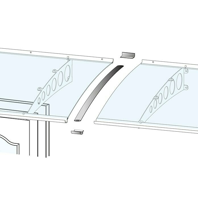 Gutta Verbindungs-Set Vordach (Passend für: Gutta Pultvordach PT/G, PT/GR, PT/ET, Silber) | BAUHAUS