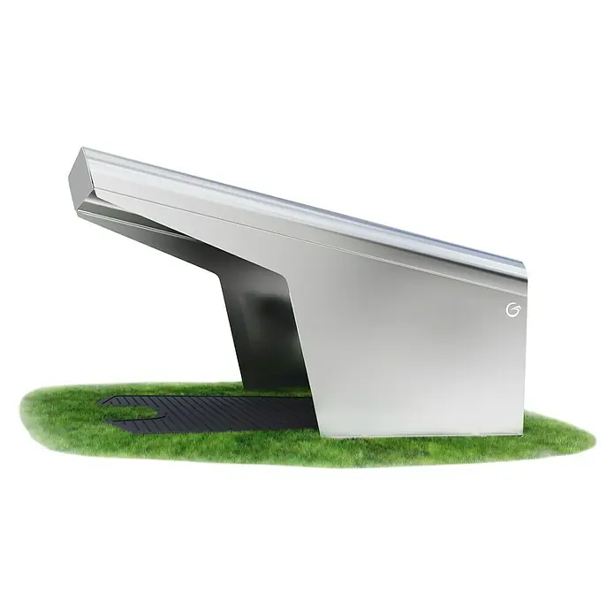 Grimsholm Green Mähroboter-Garage - L x B x H: 770 x 630 x 300 mm, Silber, Mähroboter von Honda, Husqvarna, Stiga, Robomow etc. - Moderne Metallsitzgelegenheit mit Überdachung auf Rasenfläche. Stilvolles Design für den Außenbereich.