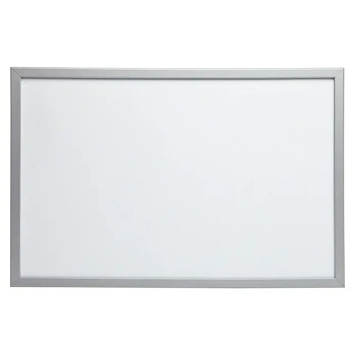 Pizarra magnética con marco aluminio - 60 x 1,6 x 40 cm, Metal, Blanco - Pizarra blanca con marco plateado, ideal para presentaciones y notas en la oficina o en casa. Perfecta para lluvia de ideas y organización.