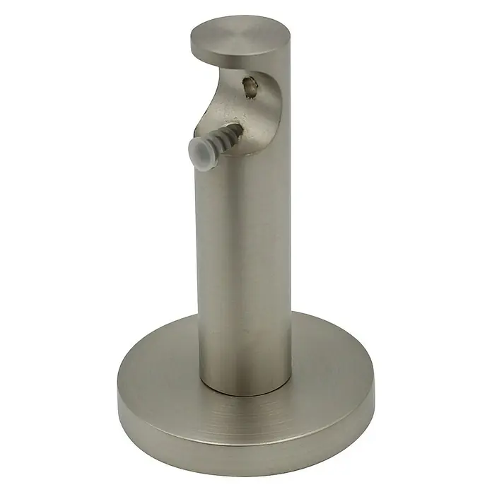 Expo Ambiente Wandträger Function - 2 Stk., Edelstahloptik, Geeignet für: Gardinenstangen Ø 16 mm - Nahaufnahme einer Gardinenstange aus gebürstetem Nickel mit Schrauben zur Befestigung der Gardinenstange.