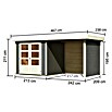 Karibu Gartenhaus Askola (217 x 435 cm, Wandstärke: 19 mm, Flachdach, Grau, Mit Anbau, Seiten- & Rückwand)