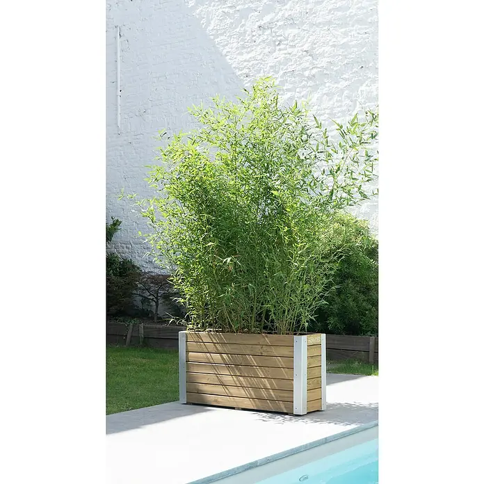 Cerland Macetero para plantas Bambou - Dimensiones externas (L x An x Al): 100 x 30 x 50 cm, Madera, Marrón - Esta jardinera de madera con bambú es un complemento elegante para cualquier jardín o patio. Perfecto para la privacidad y la decoración.