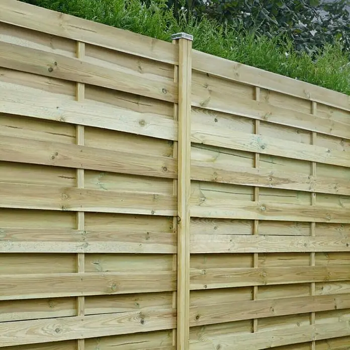 Cerland Poste para cercado en H - Altura: 220 cm, Marrón, Madera - Valla de jardín de madera con un diseño moderno de listones horizontales con un poste resistente para privacidad y seguridad.