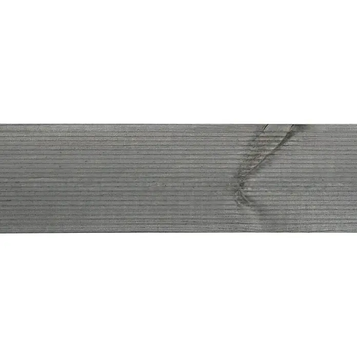 Tarima para terraza - Pino, 300 x 12 x 2,1 cm, Gris - Primer plano de una tabla de madera teñida de gris que muestra la veta, perfecta para texturas y fondos.