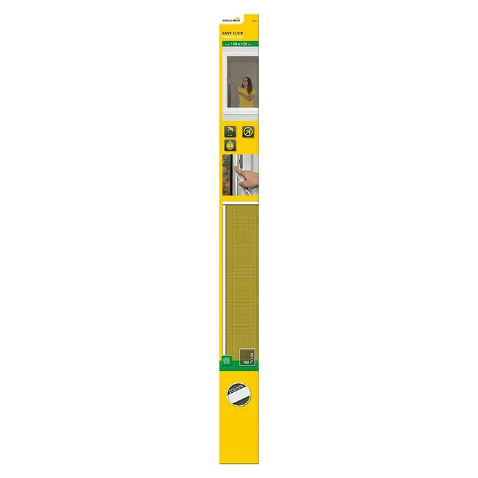 Schellenberg Insektenschutzfenster - B x H: 100 x 120 cm, Montage Insektengitter: Klemmen, Farbe Rahmen: Weiß - Produktabbildung des Schellenberg Easy Click Fiberglas Fliegengitters in maximaler Größe von 100 x 120 cm für Fenster.
