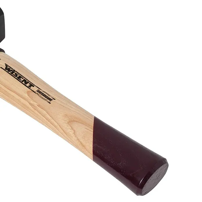 Wisent Mazo - 2.000 g, Acero - Primer plano del mango de una maza de partir WISENT, parcialmente lacado en marrón para proteger el agarre.
