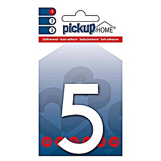 Pickup 3D Home Kućni broj Rio (Visina: 6 cm, Motiv: 5, Bijele boje, Plastika, Samoljepljivo)
