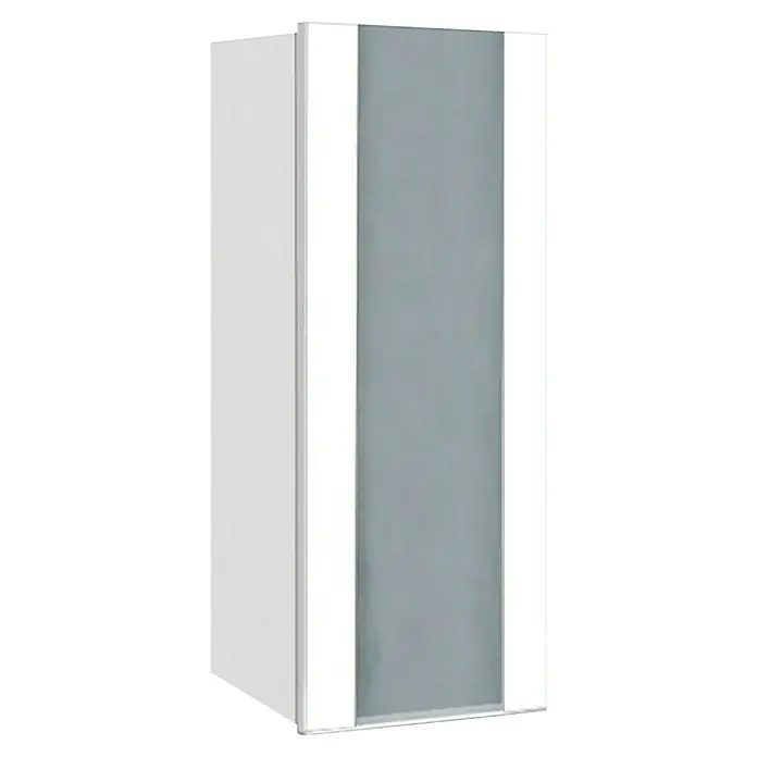 Artysan Armario colgante de baño con cristal Franc - 21 x 35 x 80 cm, Blanco - Esta imagen muestra un moderno armario de pared blanco con una elegante puerta de acento gris para un elegante diseño de cocina o baño.