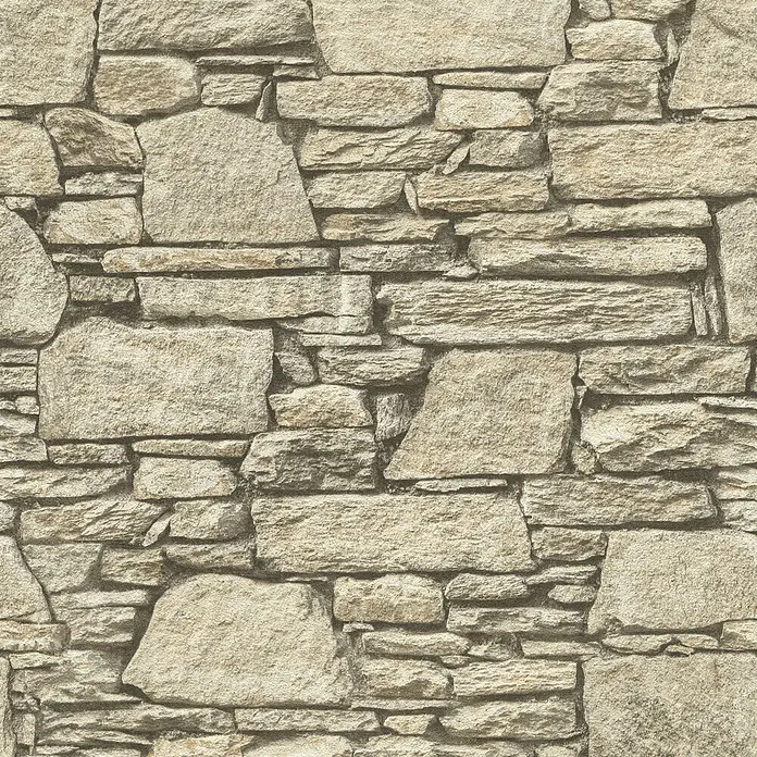 Rasch Vliestapete Stein - Beige, Steinoptik, 10,05 x 0,53 m - Beige Steinmauer-Tapete, die eine rustikale und natürliche Optik für jeden Raum bietet. Robustes und langlebiges Design für eine einfache Anbringung.