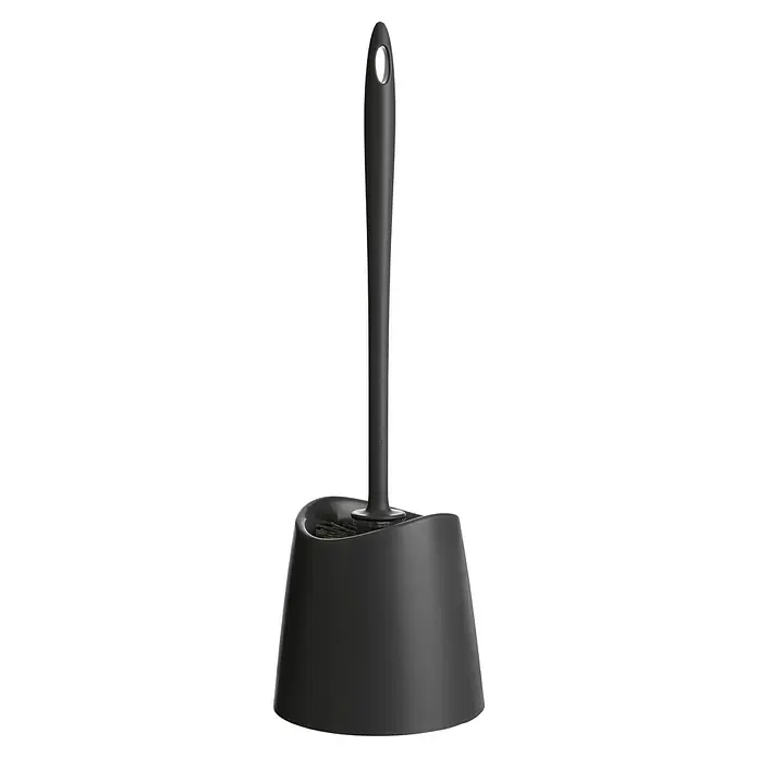 Tatay Standard Escobillero de suelo - Polipropileno, Negro - Escobilla de baño y soporte negros. El accesorio de baño está hecho de material duradero y es fácil de limpiar.