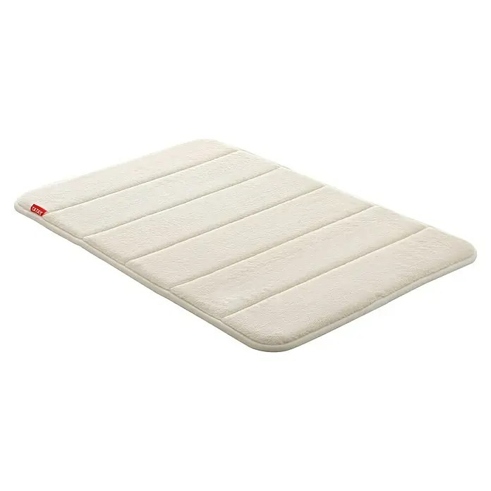 Tatay Alfombra de baño Nuvola - 60 x 40 cm, Poliéster, Blanco - Alfombrilla de baño Tatay color marfil con textura suave y rayas acolchadas para una experiencia cómoda bajo los pies.