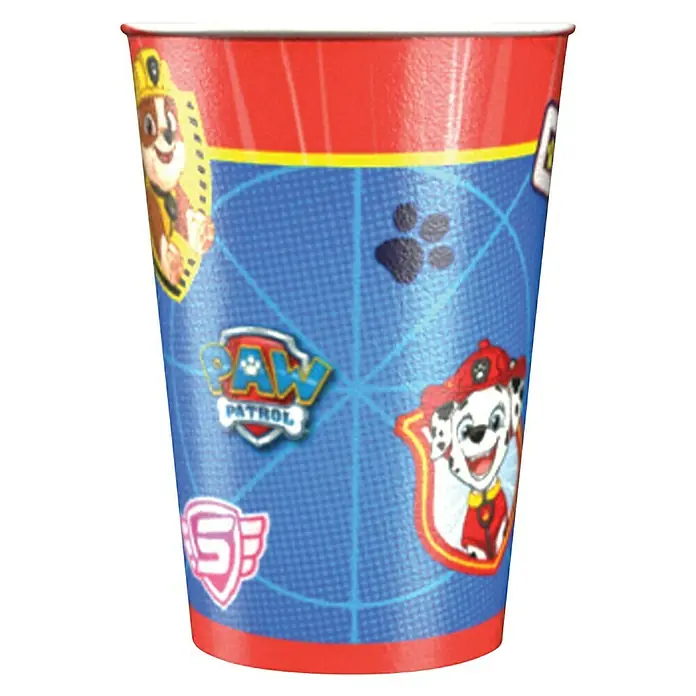 Pappbecher - 8 Stk., Paw Patrol, 250 ml - Ein farbenfroher Paw Patrol-Becher, ideal für Kindergeburtstage und thematische Partys mit den beliebten Hundewelpen.