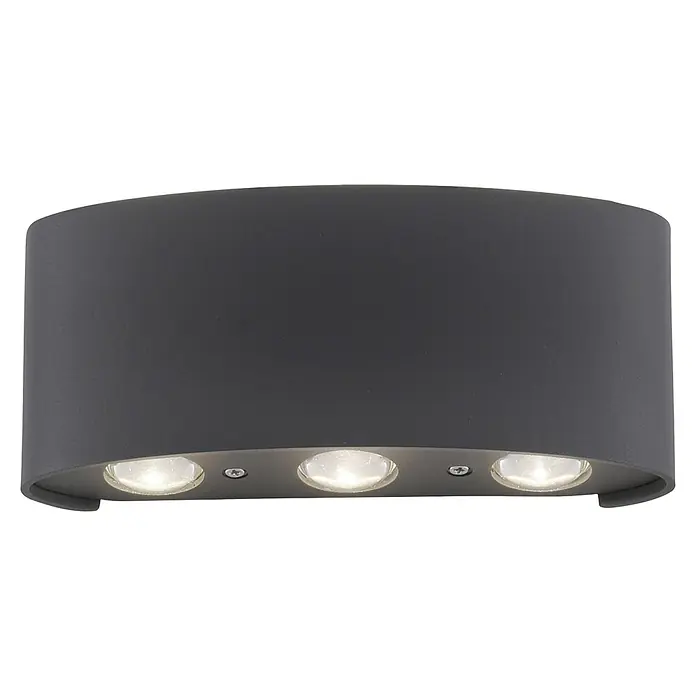 Paul Neuhaus LED-Wandstrahler Carlo - 6,5 W, L x B x H: 17 x 4 x 8 cm, Anthrazit, Warmweiß, 6 Stk. - Moderne LED-Wandleuchte in Anthrazit mit drei Lichtquellen. Stilvolle Innenraumbeleuchtung für eine angenehme Atmosphäre im Wohnbereich.