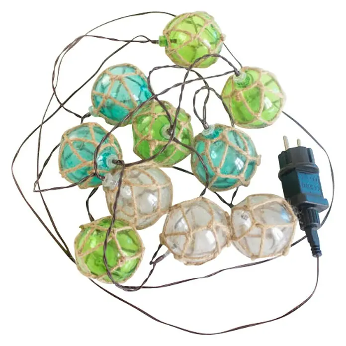 New Garden Guirnalda decorativa Mare - 10 W, L x An x Al: 3,3 m x 6 cm x 6 cm, Multicolor - Guirnalda de luces decorativa con boyas de vidrio de colores y cuerda natural, perfecta para dar un toque ambiental a tu hogar.