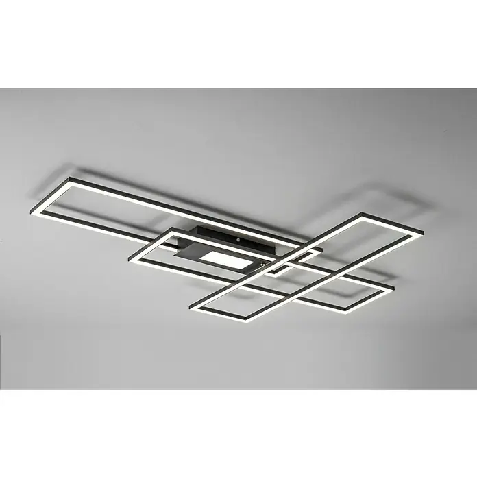 Just Light LED-Deckenleuchte Asmin - 50 W, 99,2 x 69,4 cm, Schwarz, Mehrfarbig - Moderne Deckenleuchte mit verschachtelten Rechtecken, die ein helles, indirektes Licht erzeugen und ein stilvolles Ambiente schaffen.