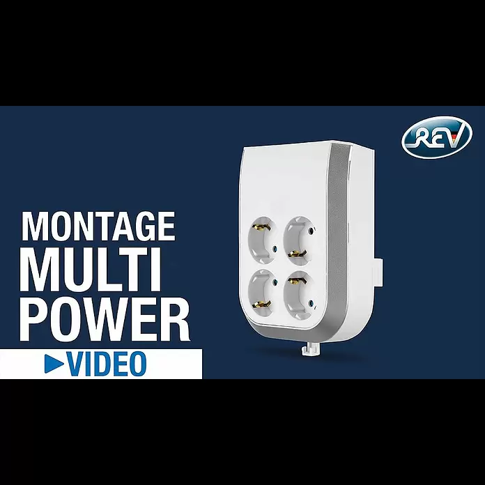 REV Steckdosenleiste - 4-fach, Weiß/Silber, Ohne Schalter - MultiPower Adapter - REV Ritter