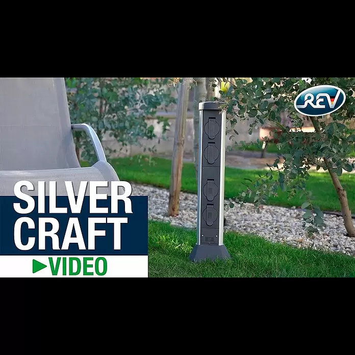 REV Energiesäule - Anzahl Steckdosen Schuko: 2 Stk., 50 cm, Schwarz - SilverCraft Gartensteckdose - REV Ritter