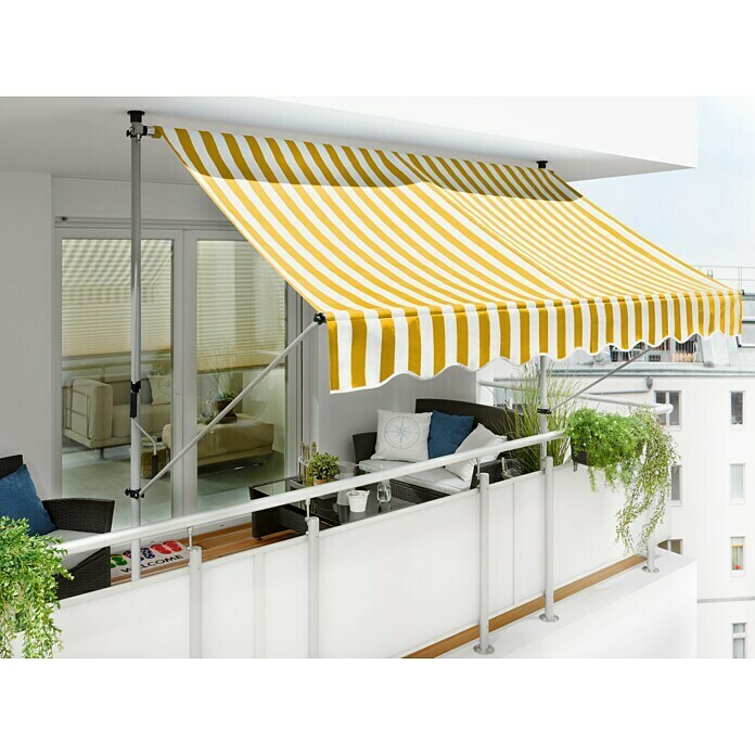 Sunfun Klemmmarkise - Gelb/Wei, Breite: 3 m, Ausfall: 1,3 m online kaufen  bei BAUHAUS