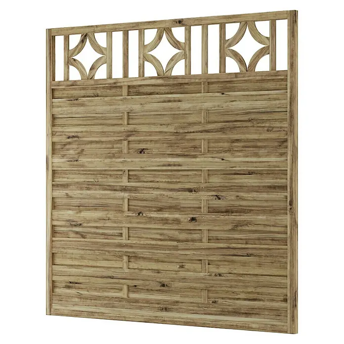 T & J Sichtschutzelement Olymp - B x H: 180 x 180 cm, Mit Ornament-Gitter, Braun - Der hochwertige Holzzaun mit dekorativen Elementen bietet Privatsphäre und verschönert jeden Garten. Robust und stilvoll für den Außenbereich.