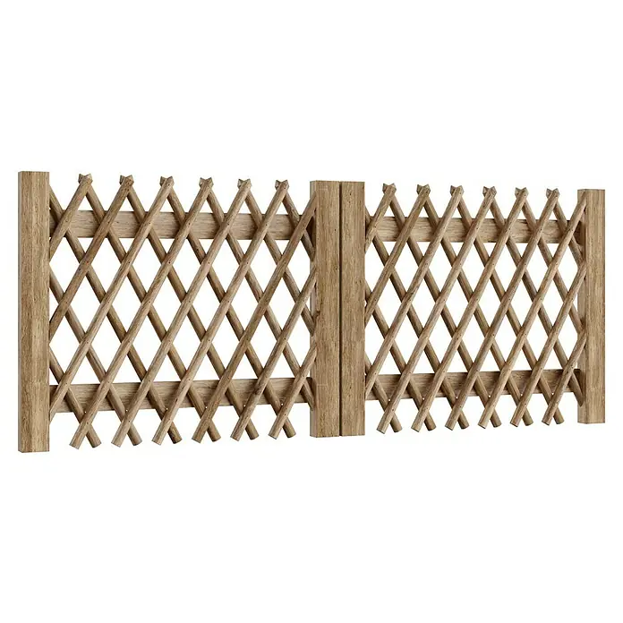 T & J Jägerzaun-Gartentor Doppel - 300 x 120 cm, Ohne Beschläge, Holz, Braun - Holzzaun mit Rautenmuster, ideal für Garten oder Terrasse. Schützt die Privatsphäre und dient als dekoratives Element.