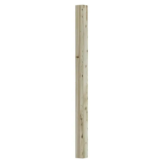 T & J Pfosten - Länge: 9 cm, Grün - Dieses Bild zeigt eine Nahaufnahme eines Holzbretts mit einer deutlichen Maserung und kleinen Astlöchern. Das Holz hat eine helle, natürliche Farbe.